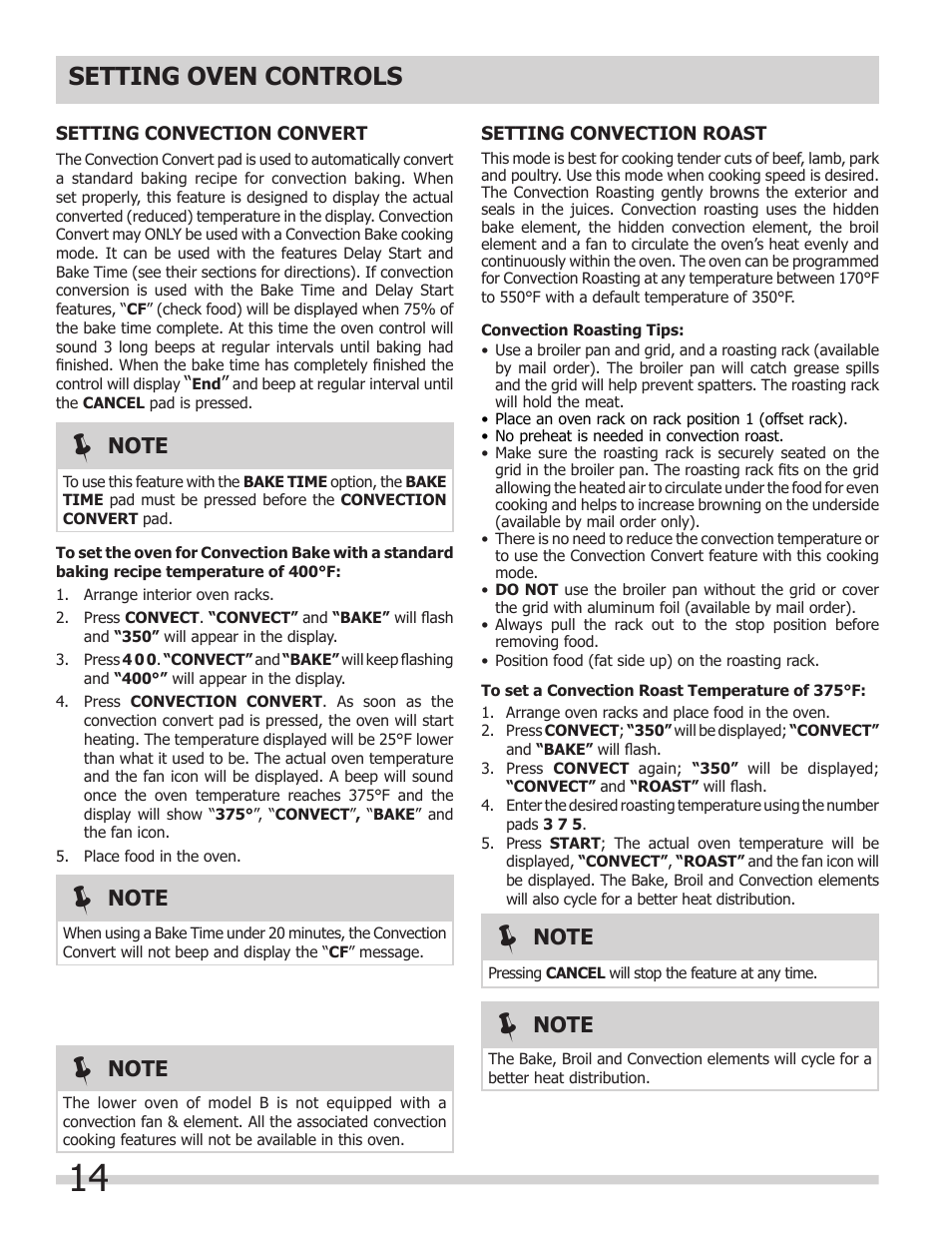 Setting oven controls | FRIGIDAIRE 318205303 User Manual | Page 14 / 28