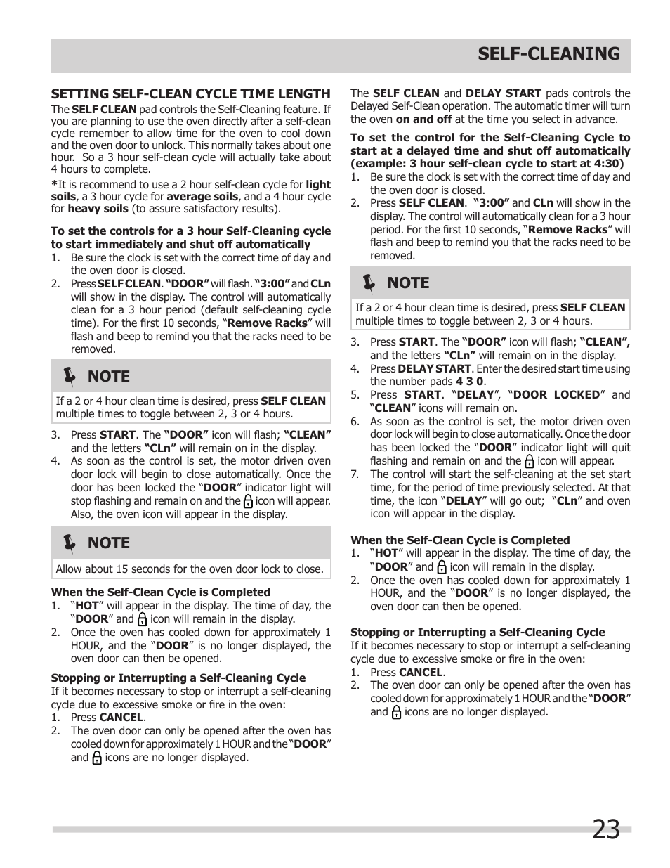 Self-cleaning | FRIGIDAIRE 318205303 User Manual | Page 23 / 28