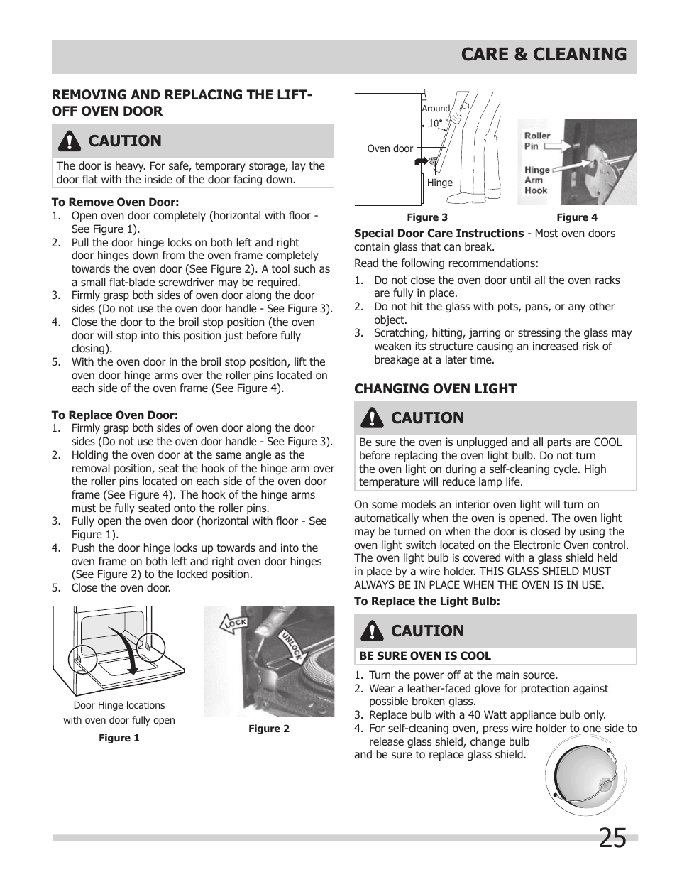 Care & cleaning, Caution | FRIGIDAIRE 318205303 User Manual | Page 25 / 28