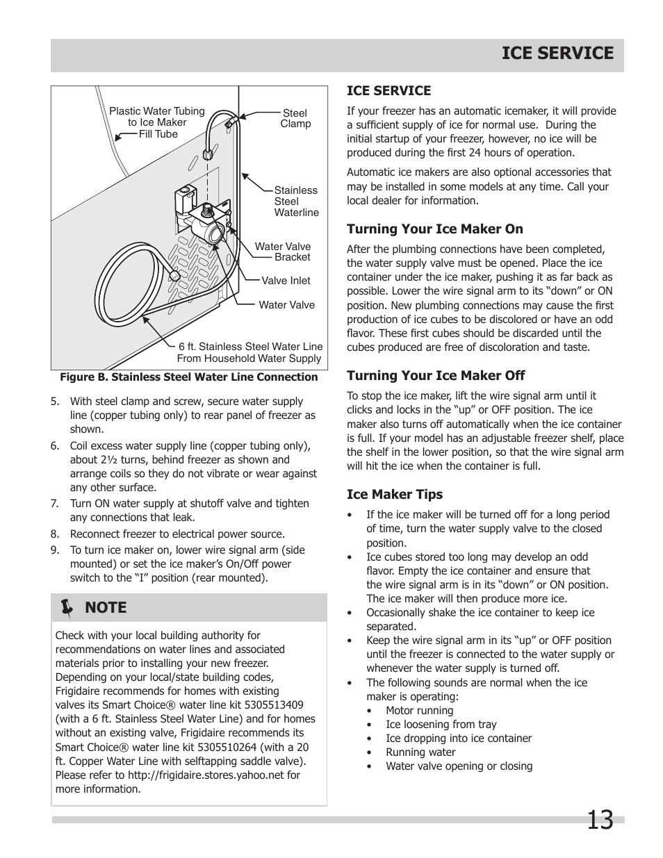 Ice service | FRIGIDAIRE 297298800 User Manual | Page 13 / 22