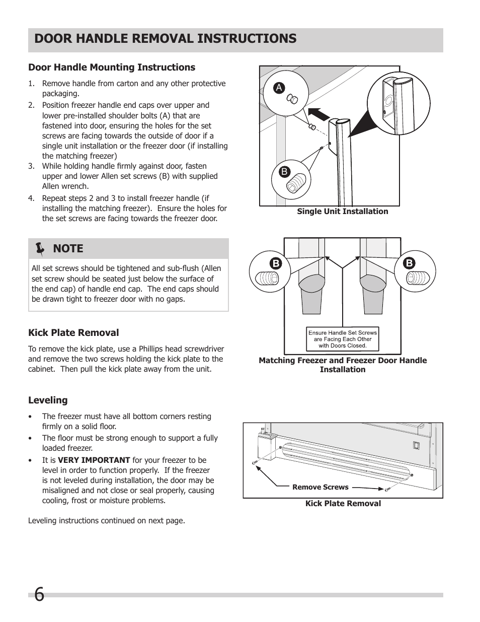 Door handle removal instructions | FRIGIDAIRE 297298800 User Manual | Page 6 / 22