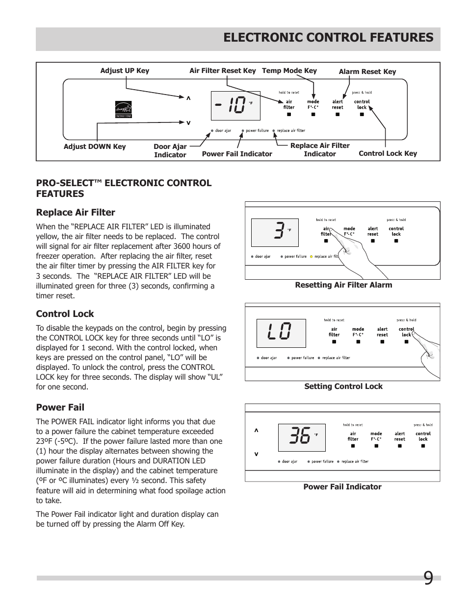 Electronic control features | FRIGIDAIRE 297298800 User Manual | Page 9 / 22