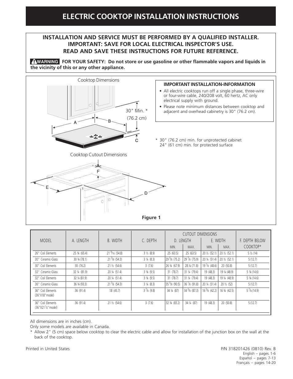 FRIGIDAIRE FEC32S6AS User Manual | 20 pages
