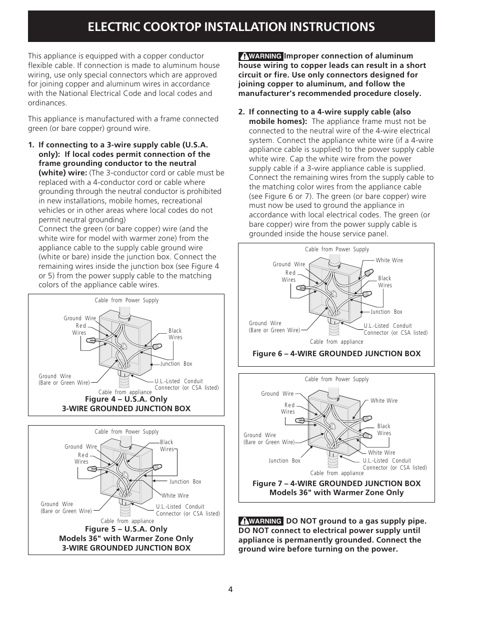 Electric cooktop installation instructions | FRIGIDAIRE FEC32S6AS User Manual | Page 4 / 20