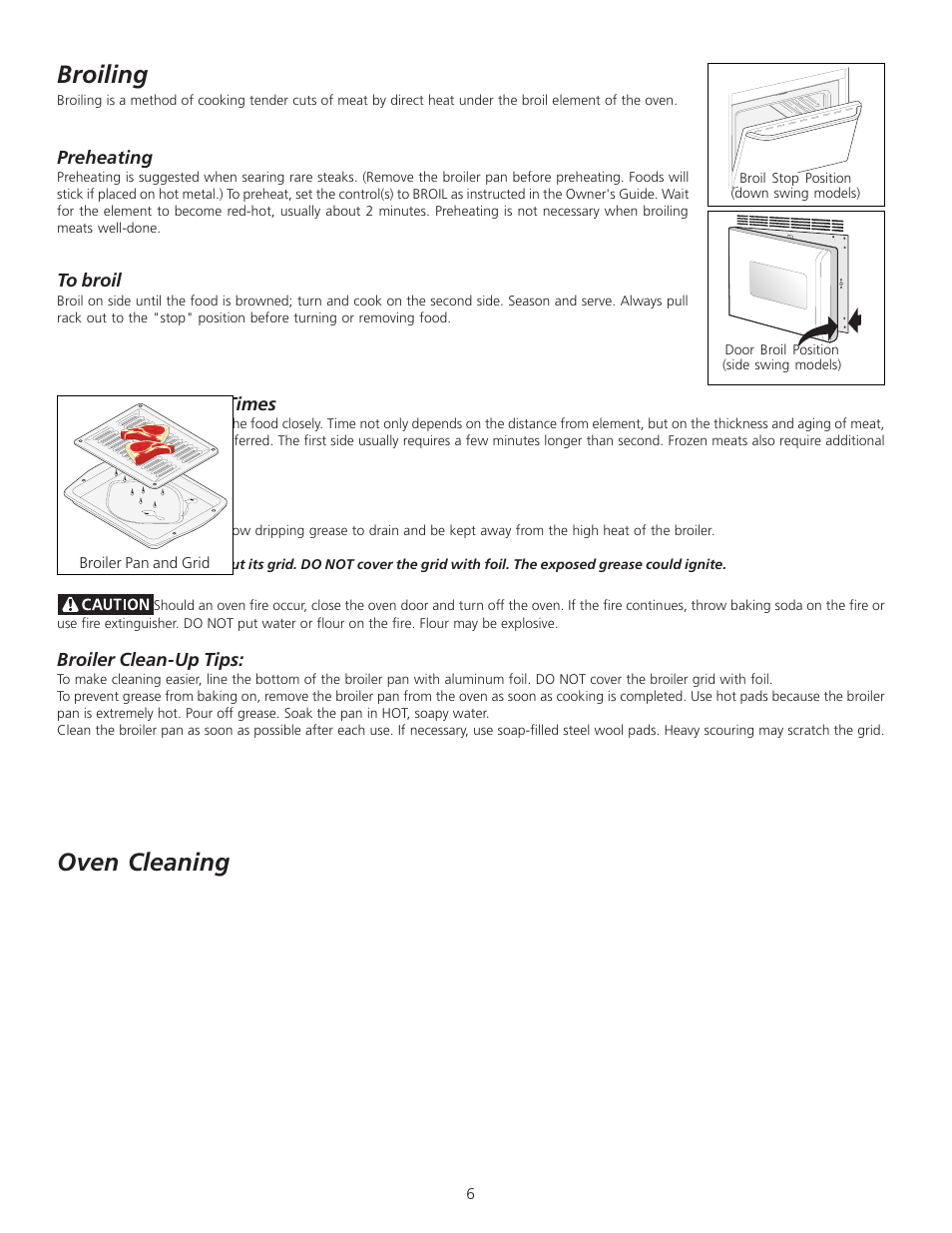 Broiling, Oven cleaning | FRIGIDAIRE 318200912 User Manual | Page 6 / 12