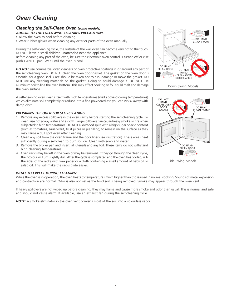 Oven cleaning | FRIGIDAIRE 318200912 User Manual | Page 7 / 12