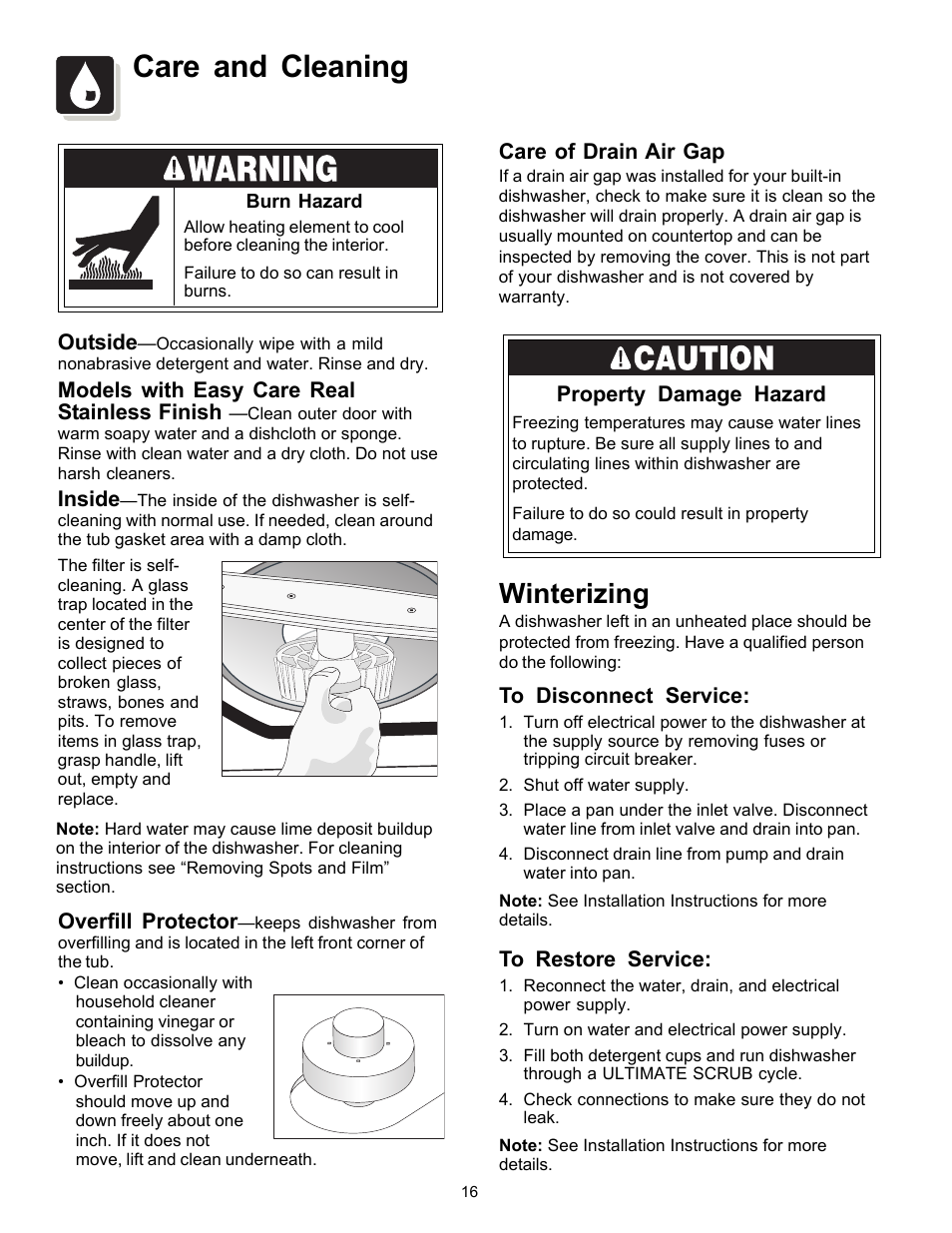 Care and cleaning, Winterizing | FRIGIDAIRE 4000 User Manual | Page 16 / 20