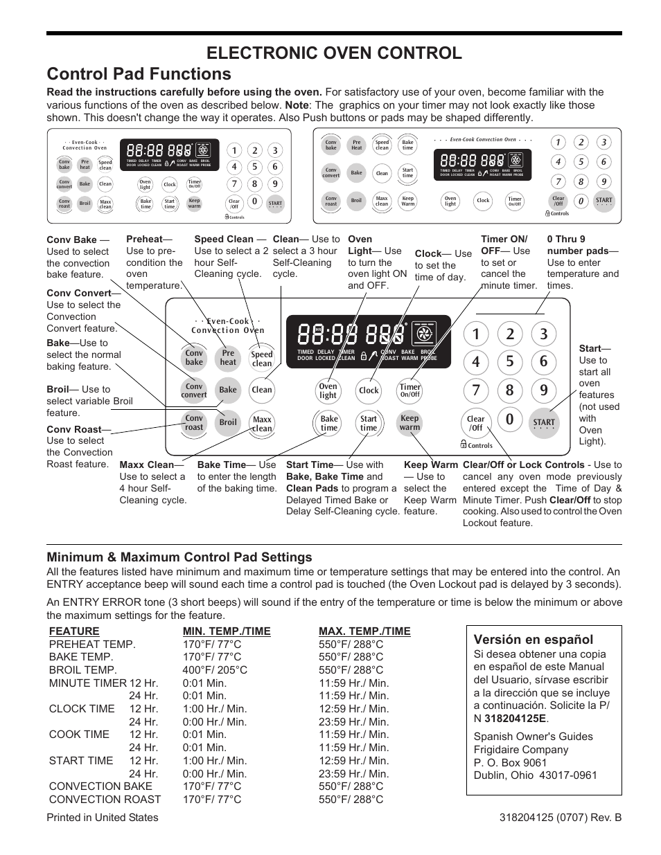 FRIGIDAIRE 318204125 User Manual | 20 pages