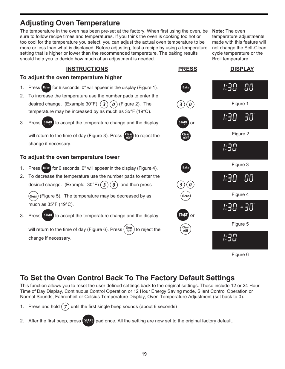 Adjusting oven temperature, Instructions press display, Press | And then press | FRIGIDAIRE 318204125 User Manual | Page 19 / 20