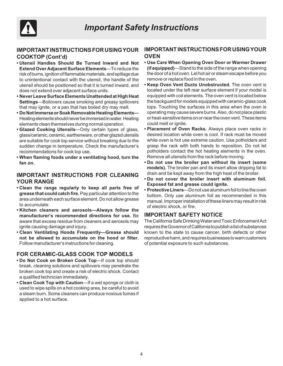 Important safety instructions | FRIGIDAIRE 316423411 User Manual | Page 4 / 20
