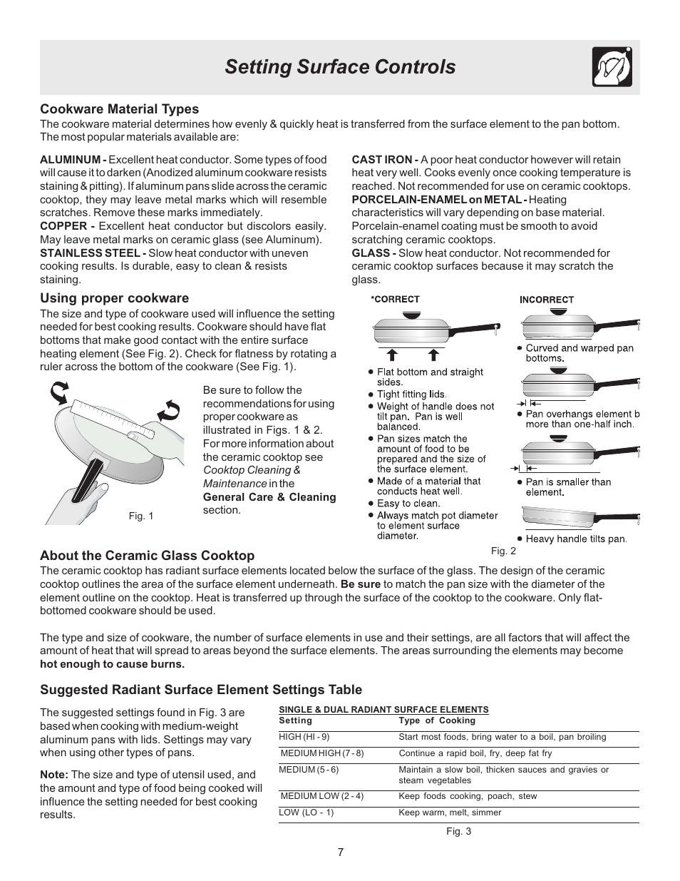 Setting surface controls | FRIGIDAIRE 316423411 User Manual | Page 7 / 20