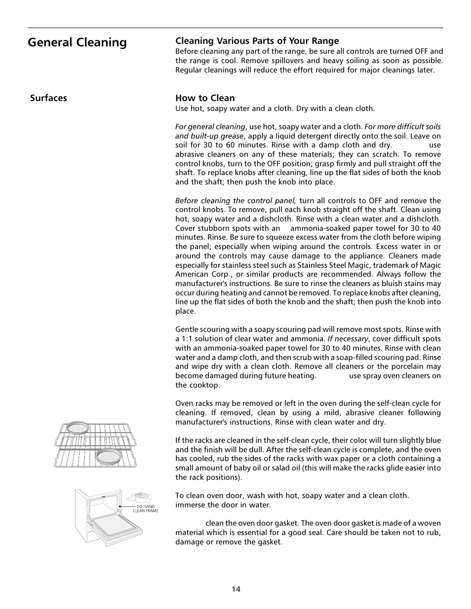 General cleaning, General cleaning -16 | FRIGIDAIRE 316000642 User Manual | Page 14 / 20