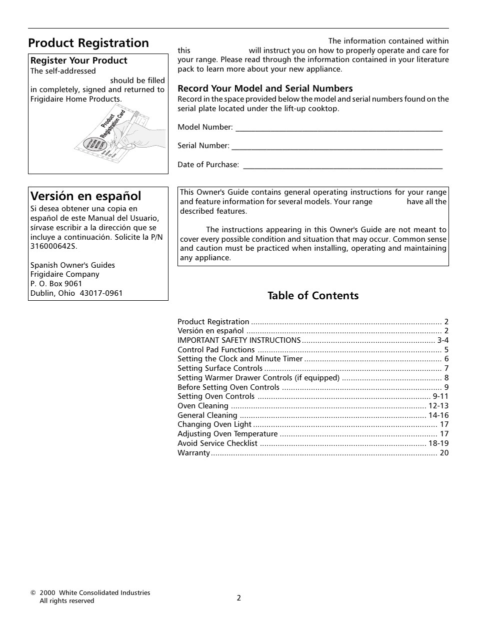 FRIGIDAIRE 316000642 User Manual | Page 2 / 20