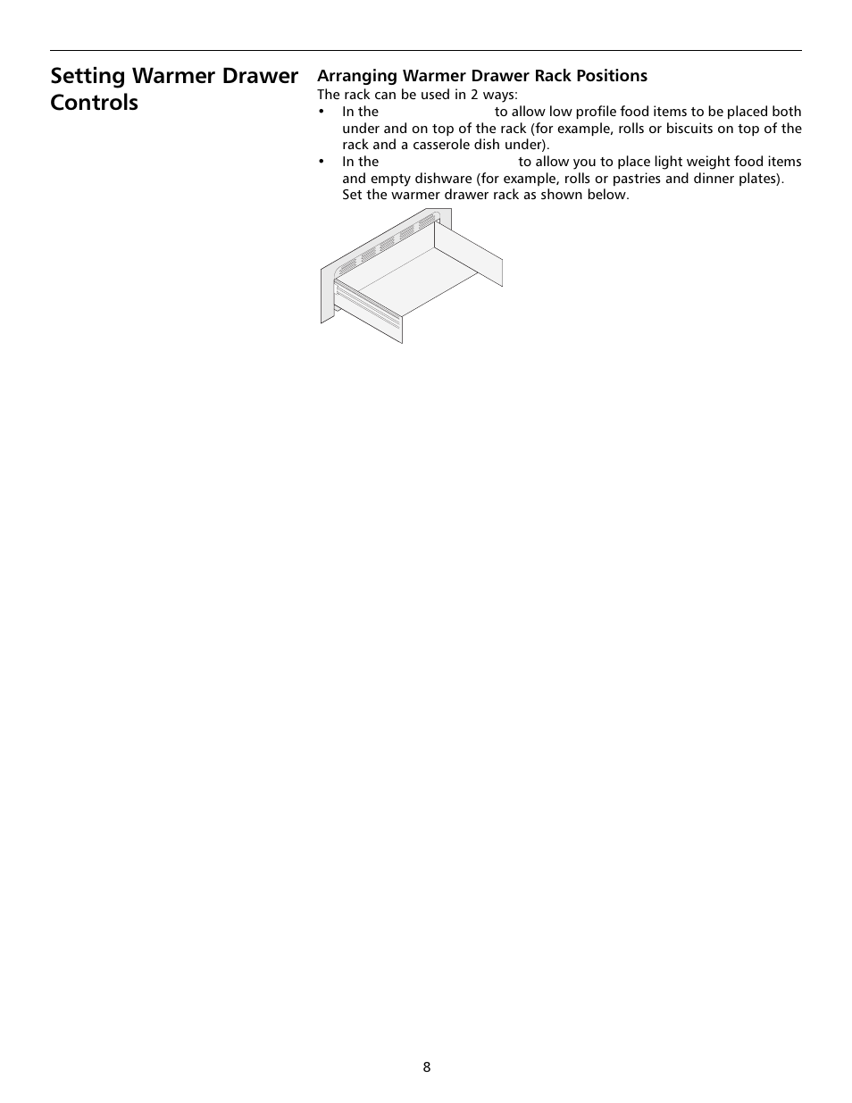 Setting warmer drawer controls (if equipped), Setting warmer drawer controls | FRIGIDAIRE 316000642 User Manual | Page 8 / 20