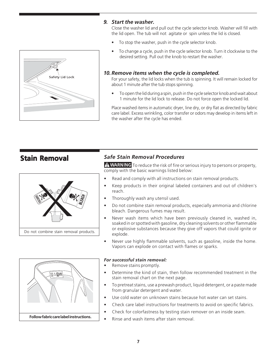 Stain removal | FRIGIDAIRE 134126300B User Manual | Page 7 / 16