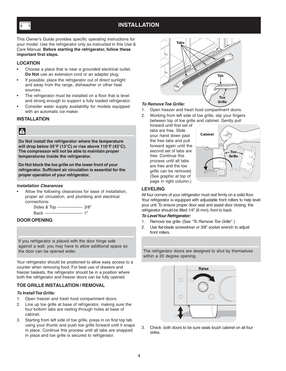 Installation | FRIGIDAIRE 241721000 User Manual | Page 4 / 26