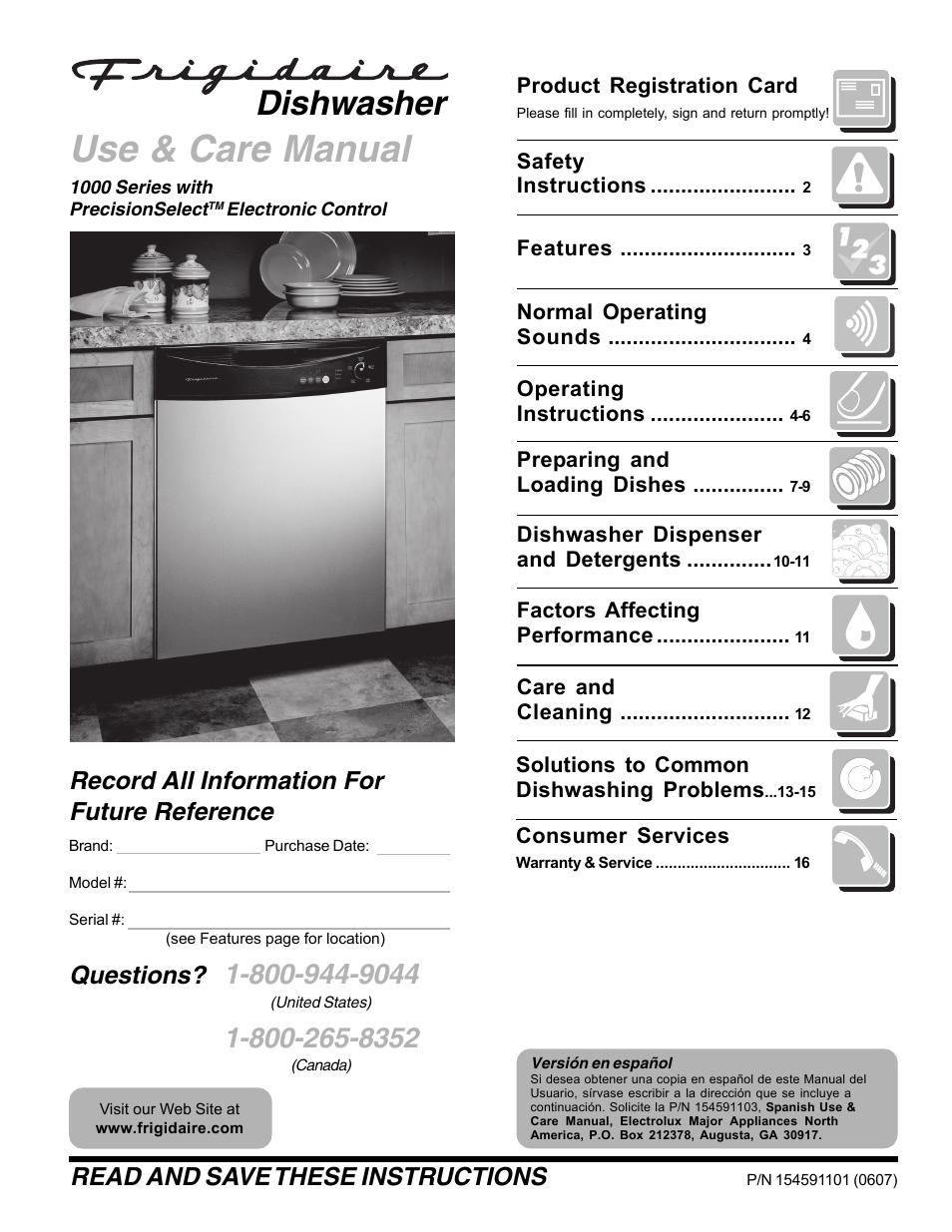 FRIGIDAIRE 1000 Series User Manual | 16 pages