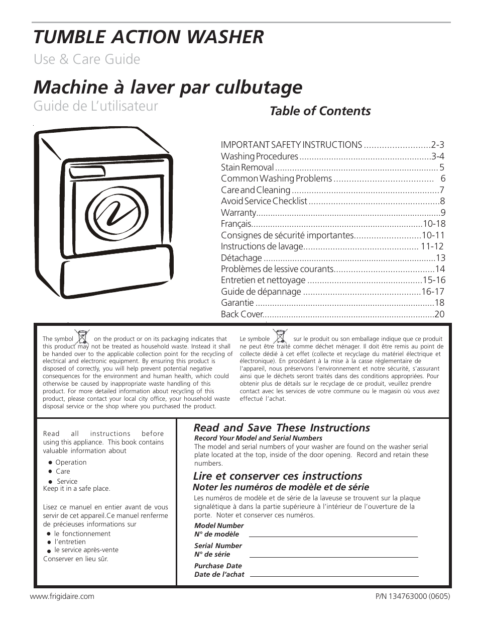 FRIGIDAIRE 134763000 User Manual | 9 pages