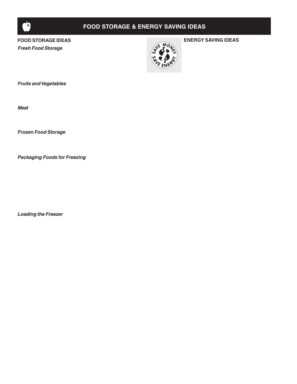 Food storage & energy saving ideas | FRIGIDAIRE 241695301 User Manual | Page 16 / 24