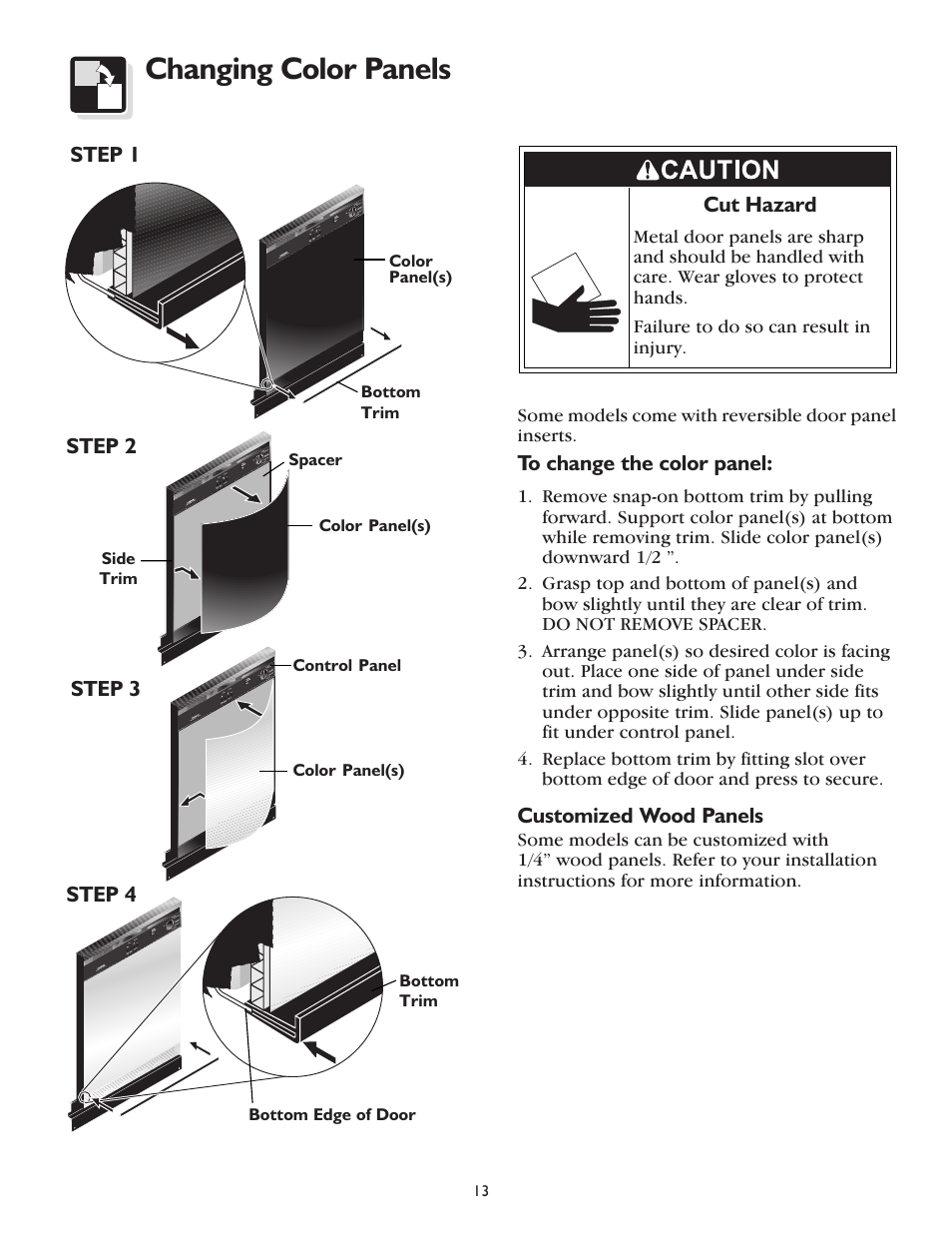 Changing color panels | FRIGIDAIRE 600 Series User Manual | Page 13 / 18