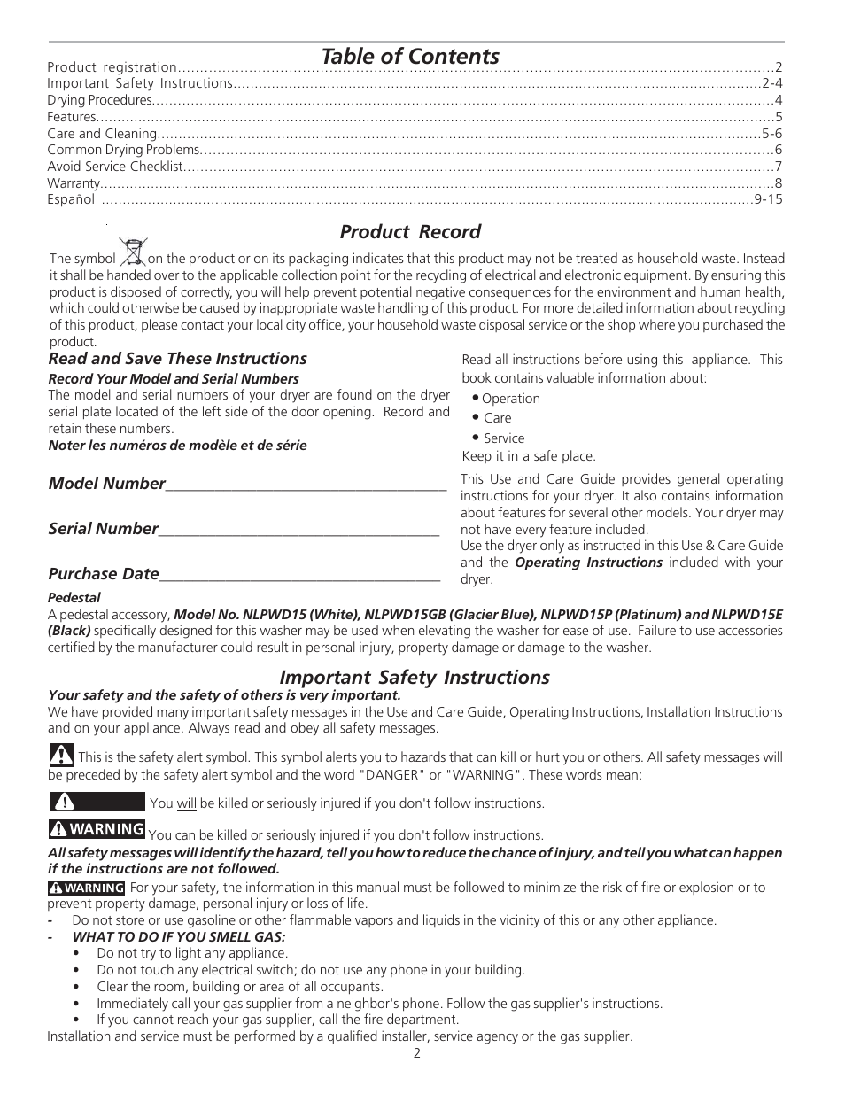 FRIGIDAIRE 134674100B User Manual | Page 2 / 8