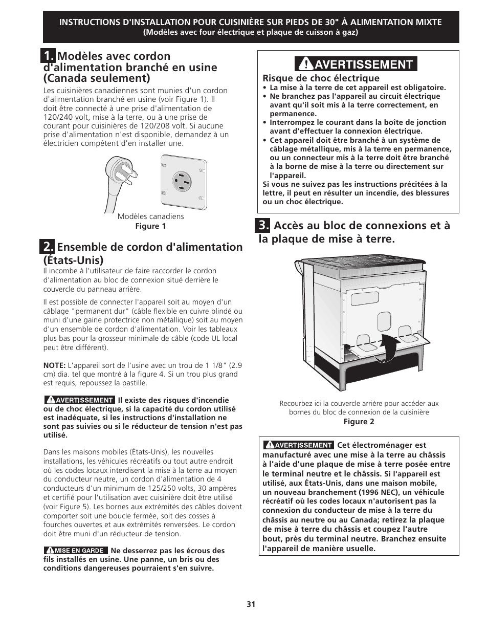 Ensemble de cordon d'alimentation (états-unis) | FRIGIDAIRE 318201679 (0903) User Manual | Page 31 / 40