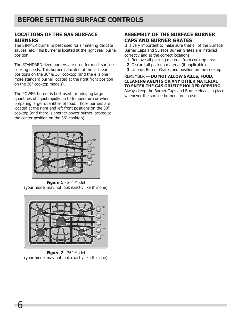 Before setting surface controls | FRIGIDAIRE 318203657E User Manual | Page 6 / 10