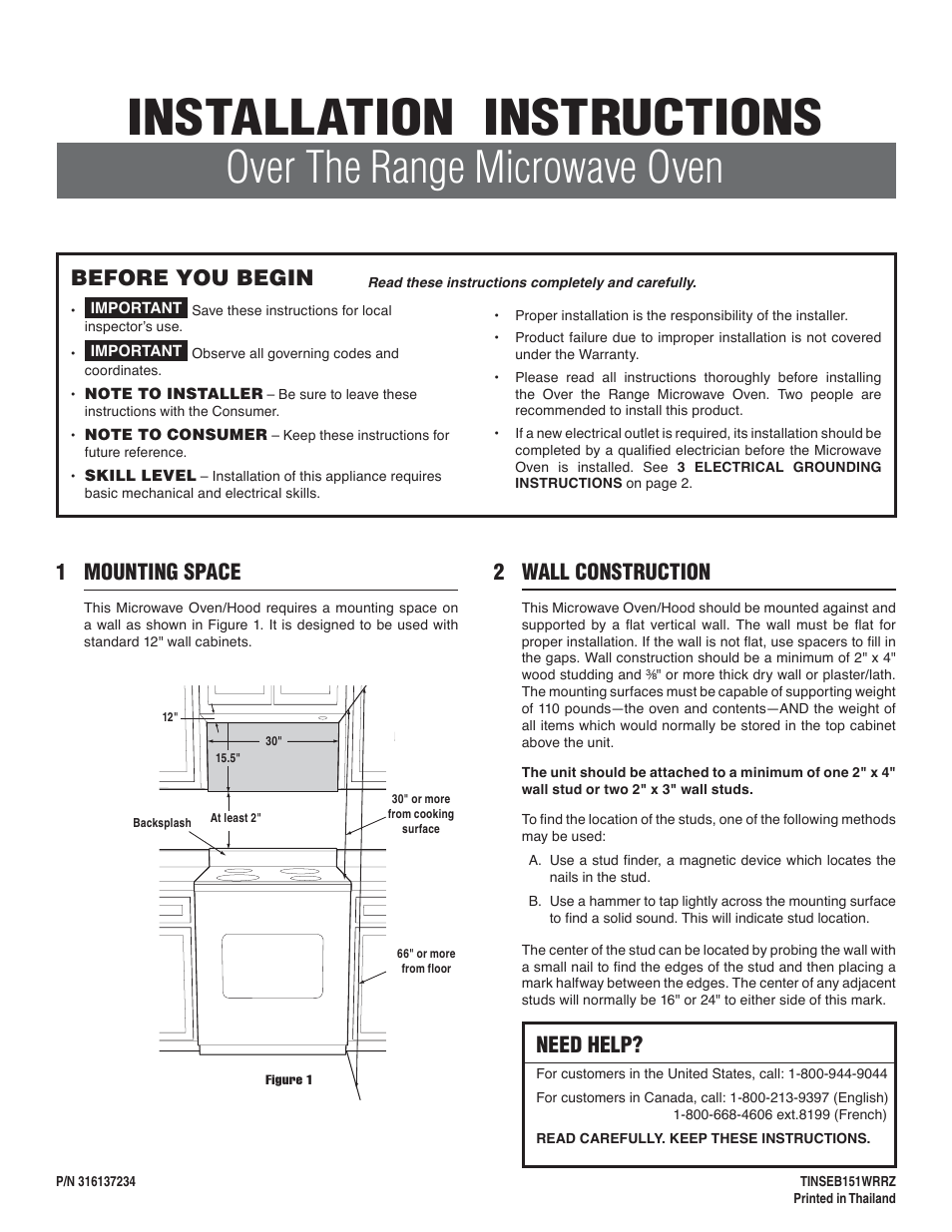 FRIGIDAIRE 316137234 User Manual | 8 pages