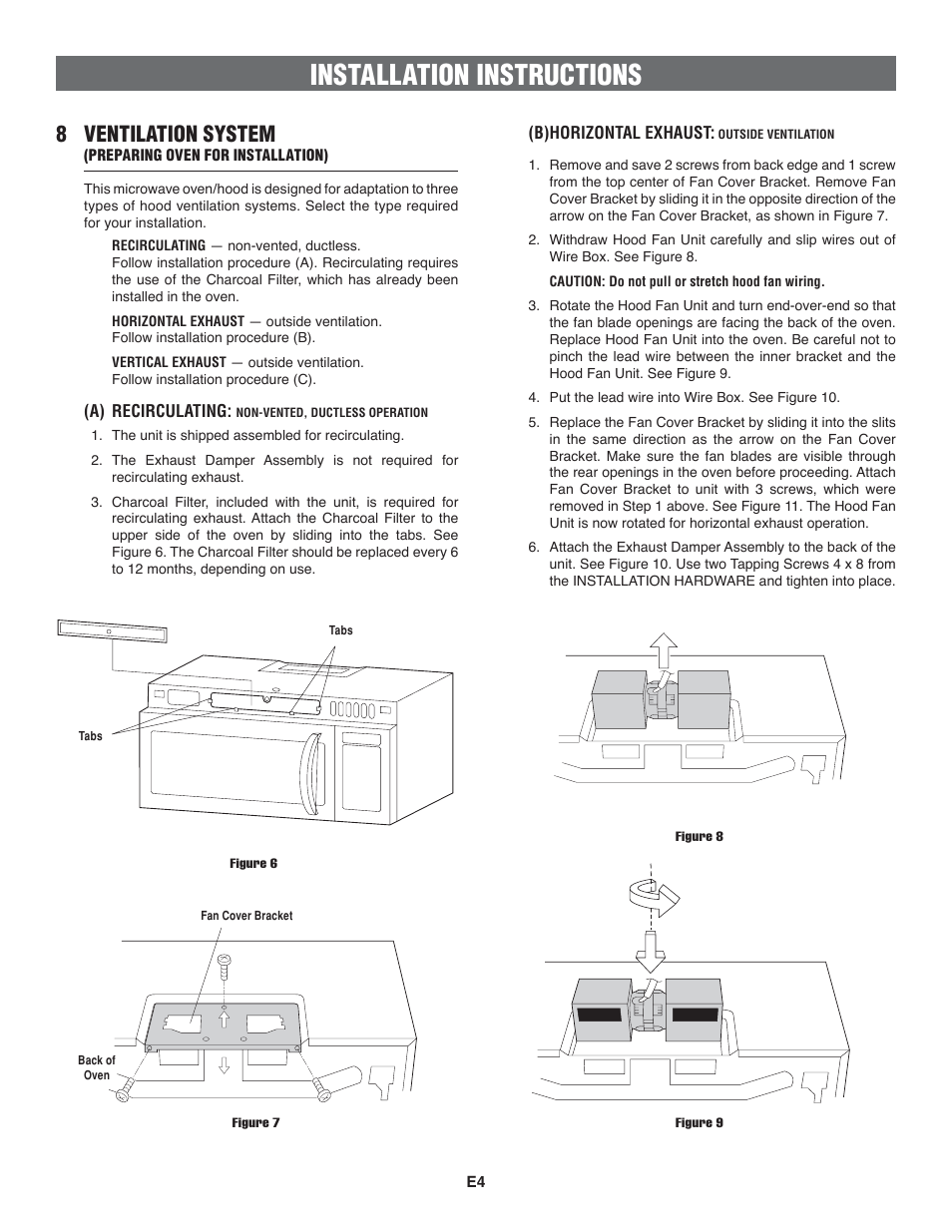 Installation instructions, 8 ventilation system | FRIGIDAIRE 316137234 User Manual | Page 4 / 8