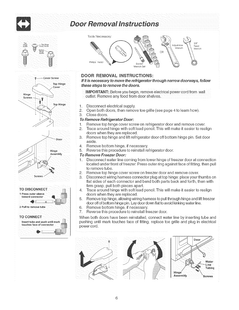 Dooreemowalmstrmtions | FRIGIDAIRE Refrigerator User Manual | Page 6 / 26