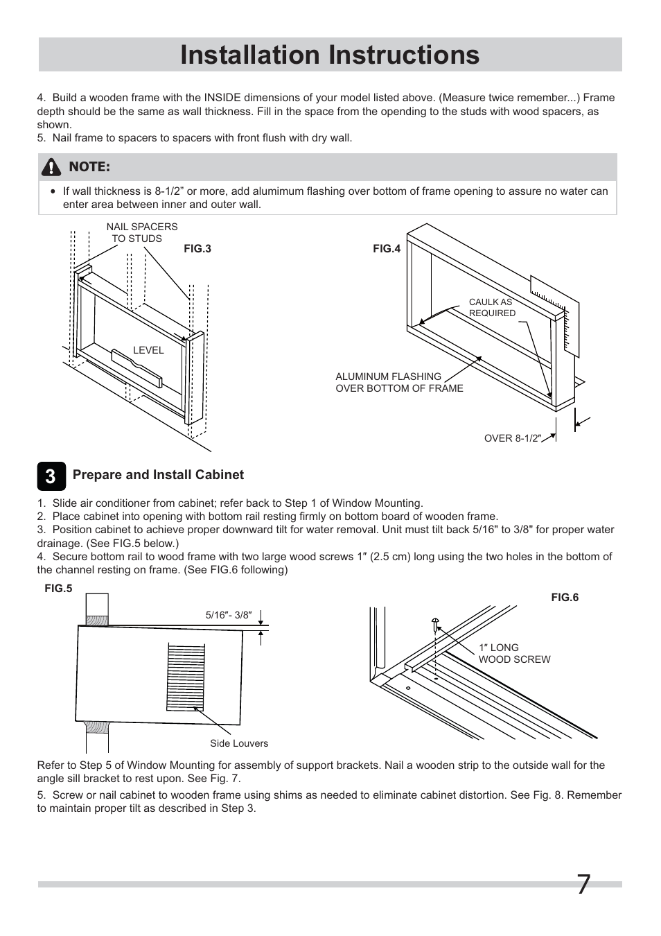 7installation instructions | FRIGIDAIRE 2020219A0951 User Manual | Page 7 / 8