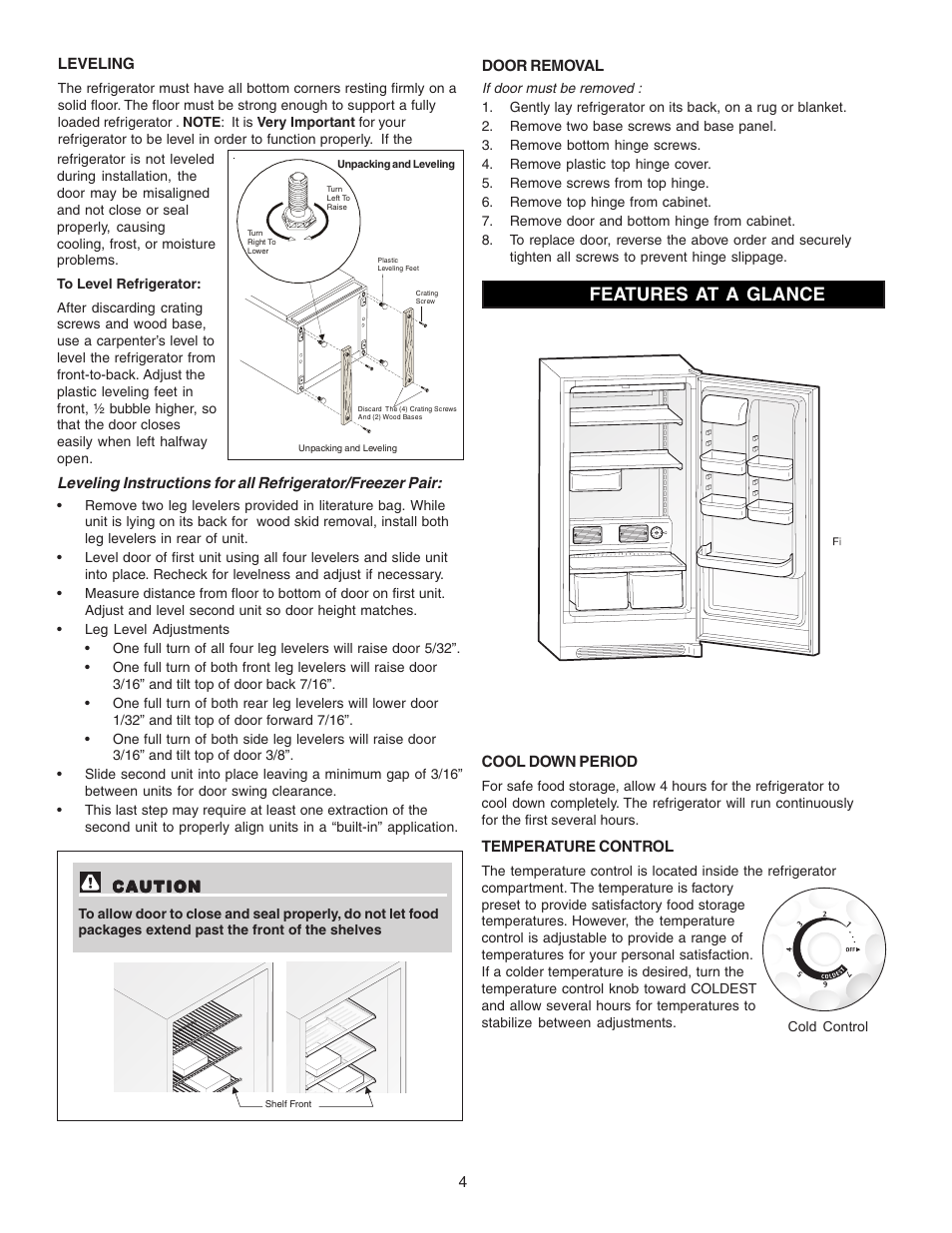 Features at a glance | FRIGIDAIRE Single-Door Refrigerator User Manual | Page 4 / 10