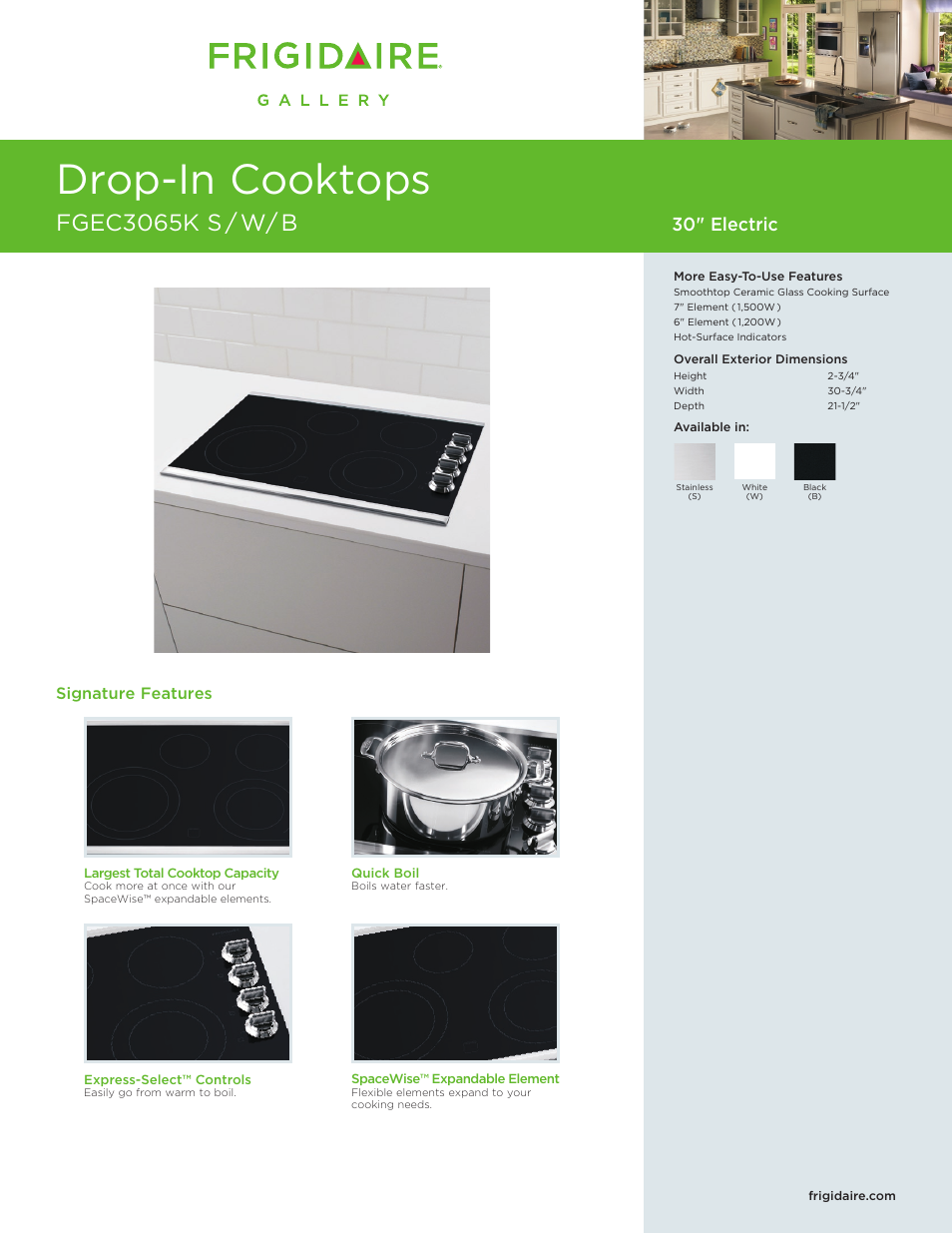 FRIGIDAIRE FGEC3065K User Manual | 3 pages