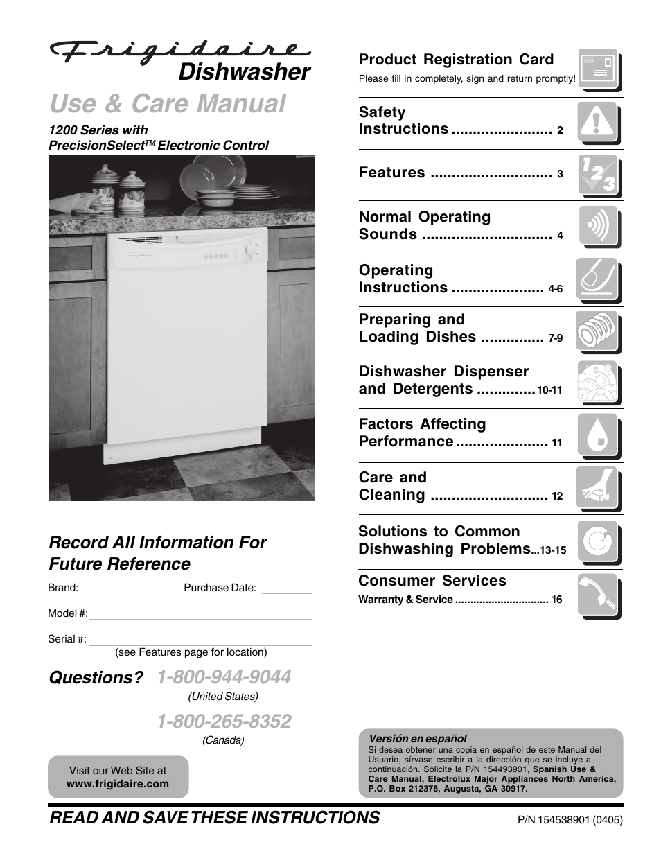 FRIGIDAIRE 1200 Series User Manual | 16 pages