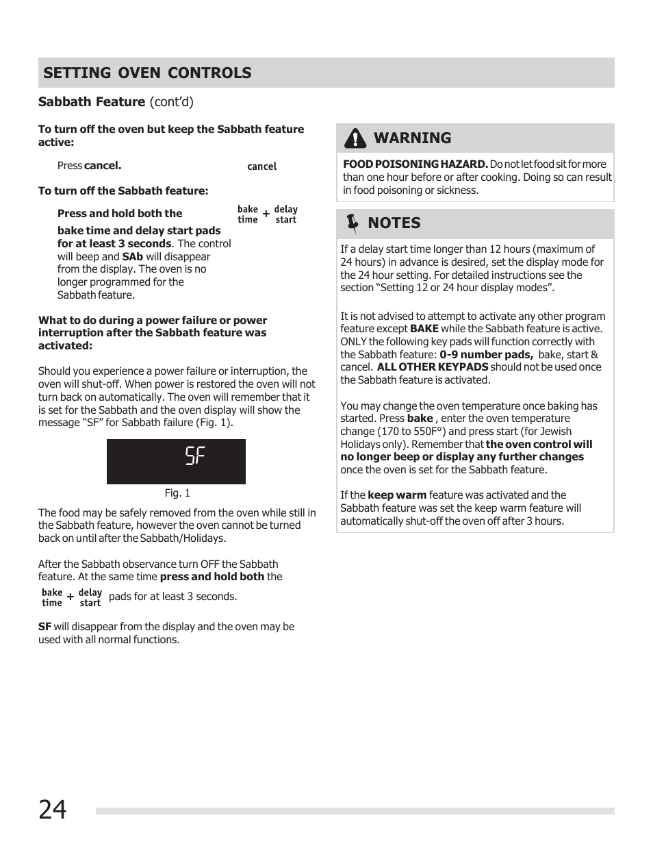 Setting oven controls, Warning | FRIGIDAIRE 316901202 User Manual | Page 24 / 36