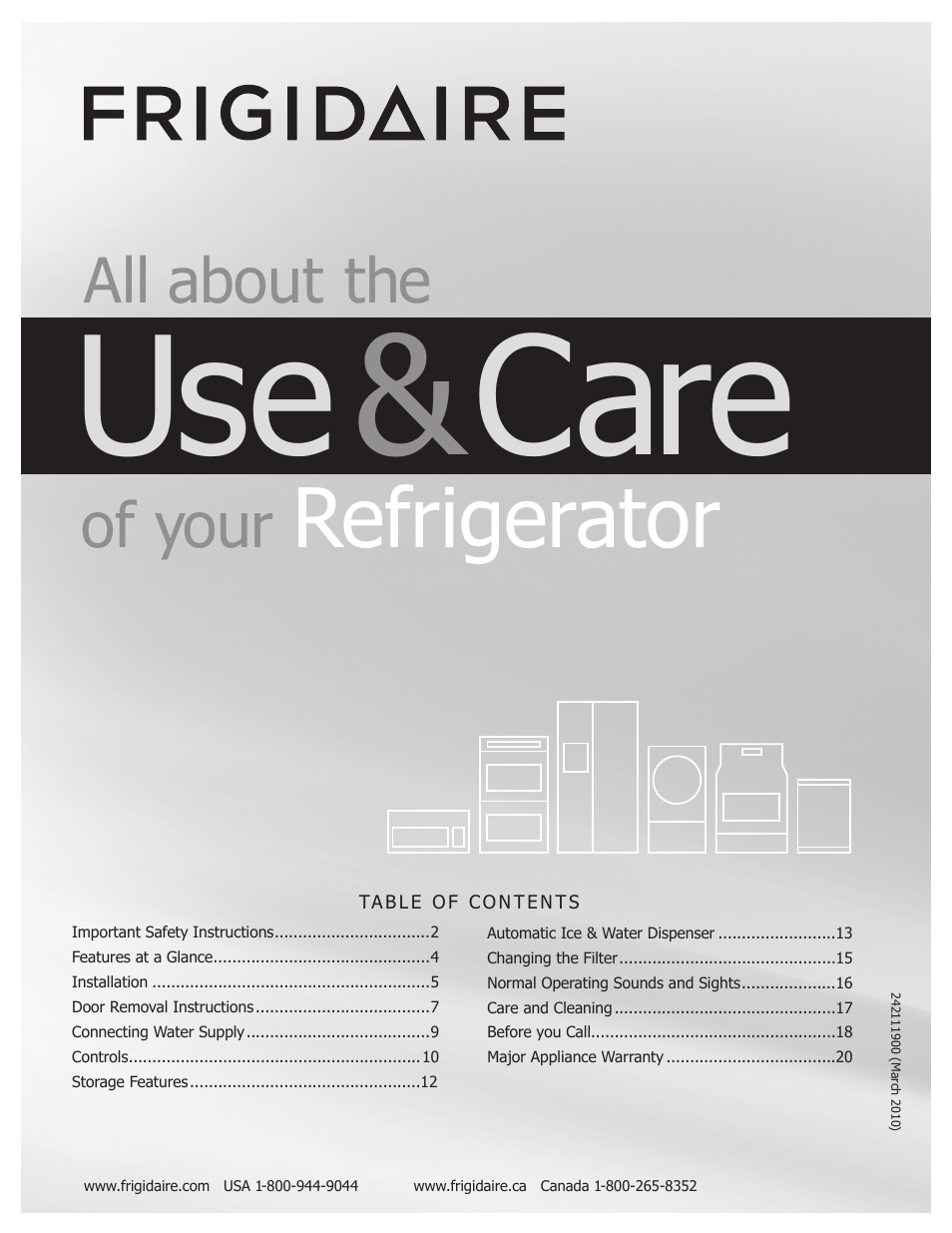 FRIGIDAIRE 242111900 User Manual | 20 pages