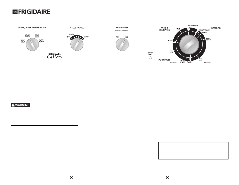 FRIGIDAIRE FWTR549GG User Manual | 2 pages