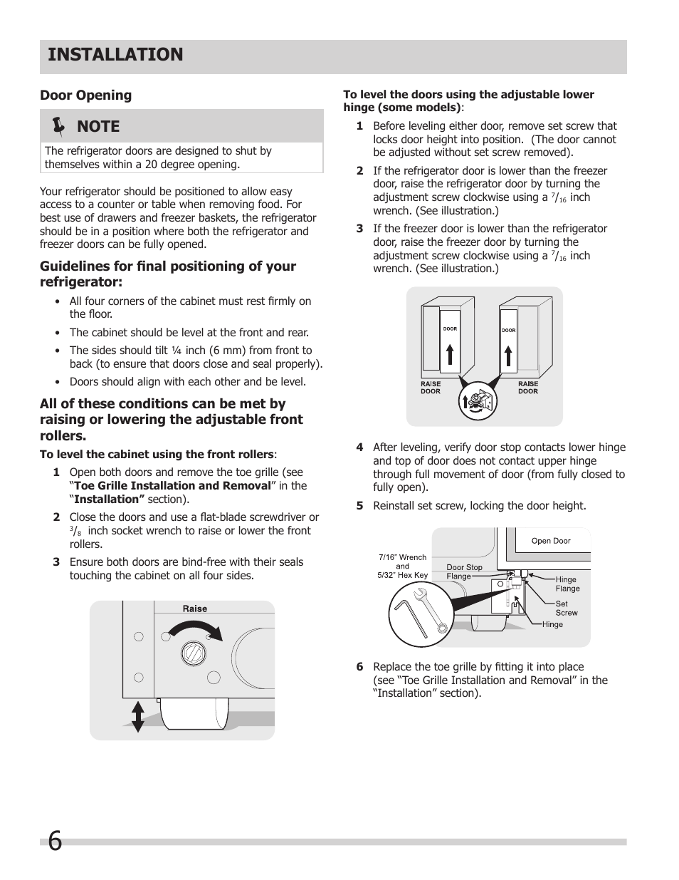 Installation | FRIGIDAIRE FGHS2367KE User Manual | Page 6 / 20