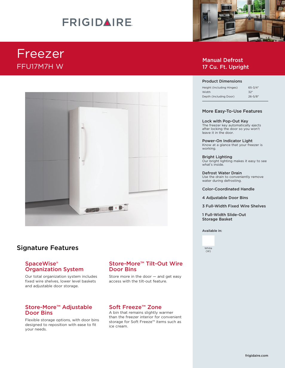 FRIGIDAIRE FFU17M7HW User Manual | 2 pages