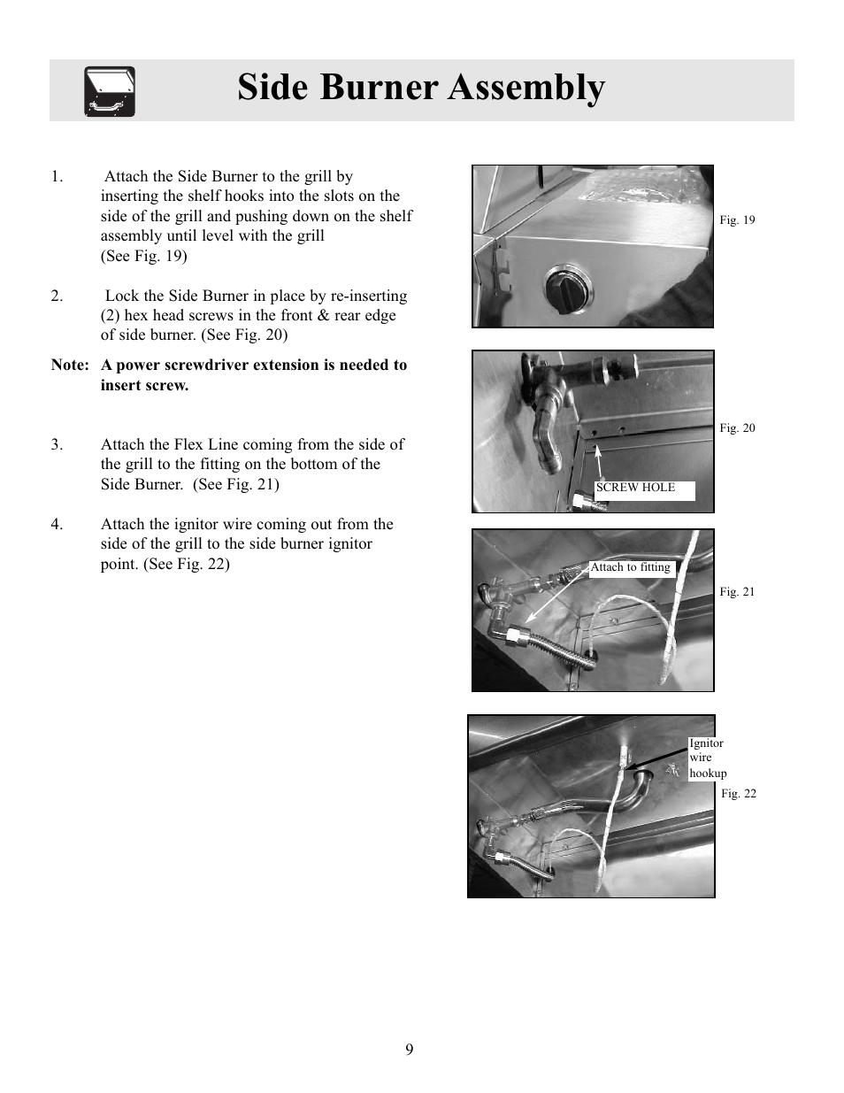 Side burner assembly | FRIGIDAIRE Electric Patio Grill User Manual | Page 10 / 24