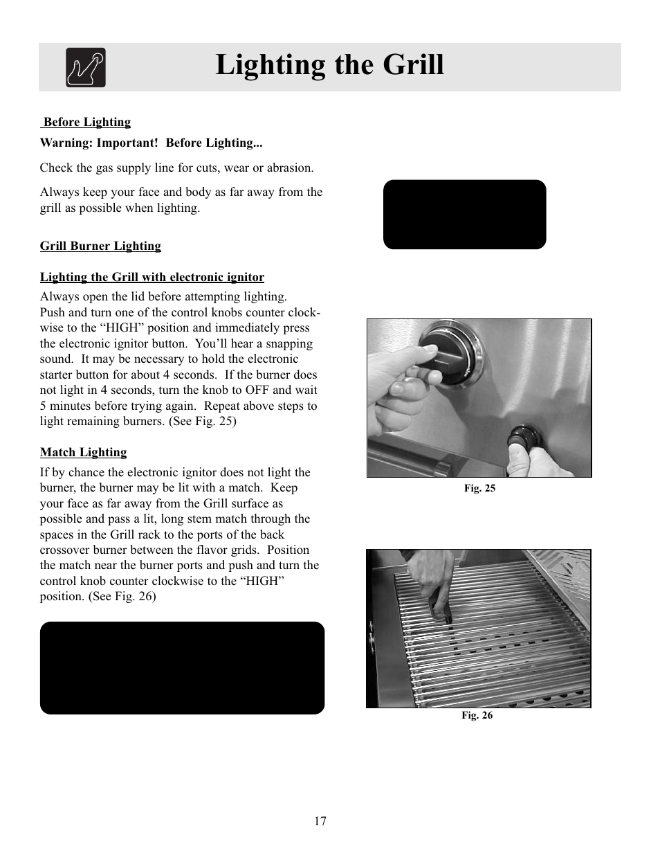 Lighting the grill | FRIGIDAIRE Electric Patio Grill User Manual | Page 18 / 24