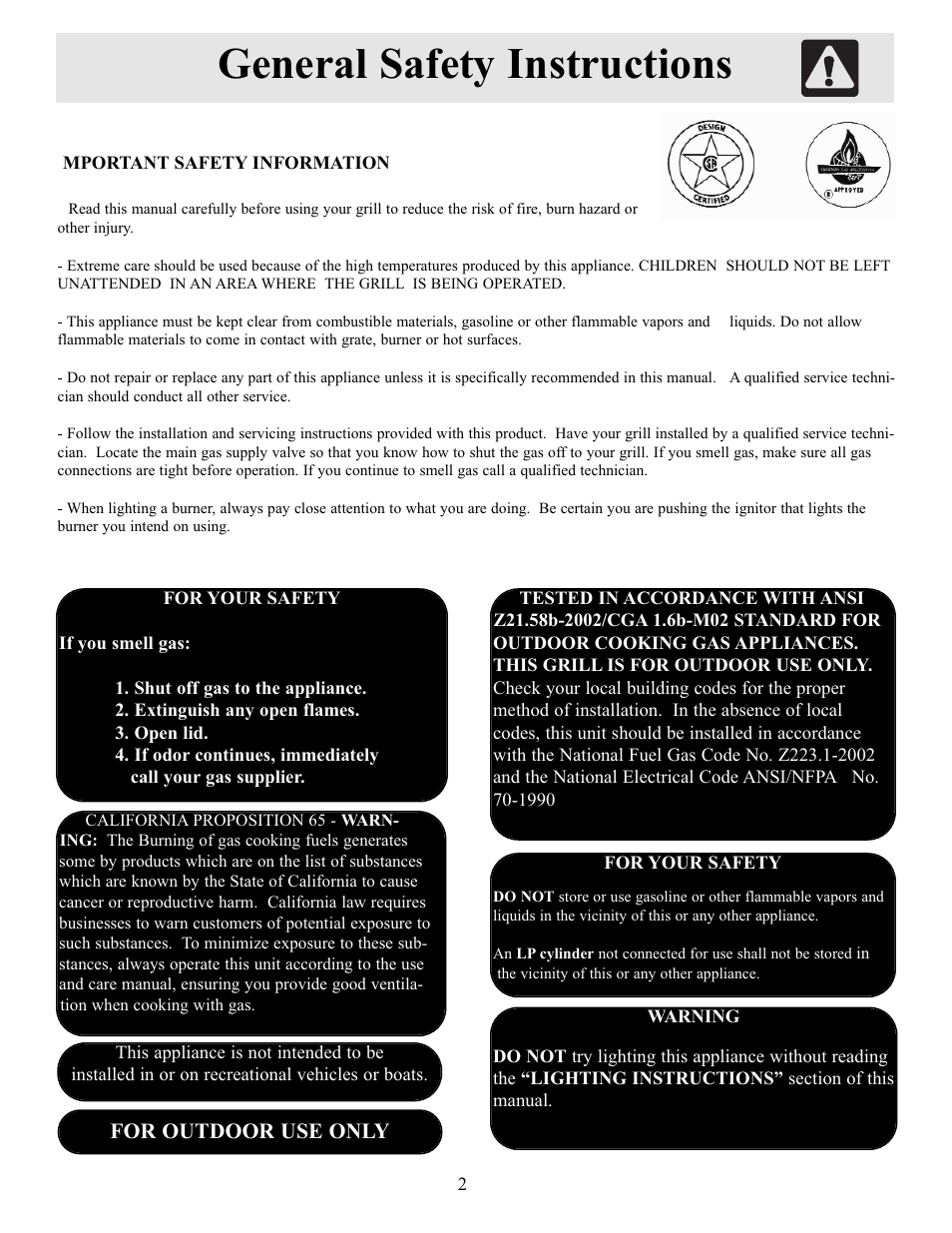 General safety instructions | FRIGIDAIRE Electric Patio Grill User Manual | Page 3 / 24