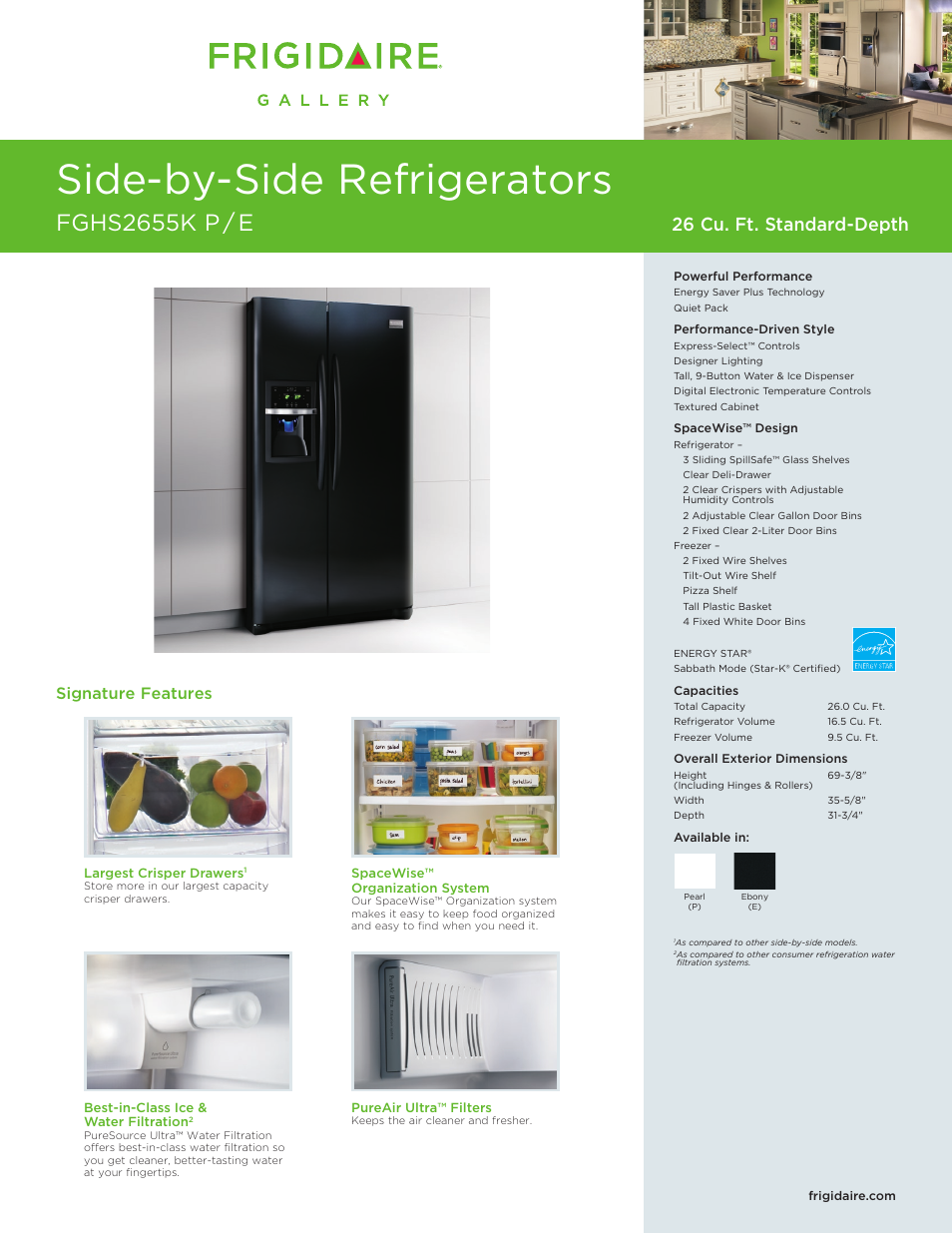 FRIGIDAIRE FGHS2655K P/E User Manual | 2 pages