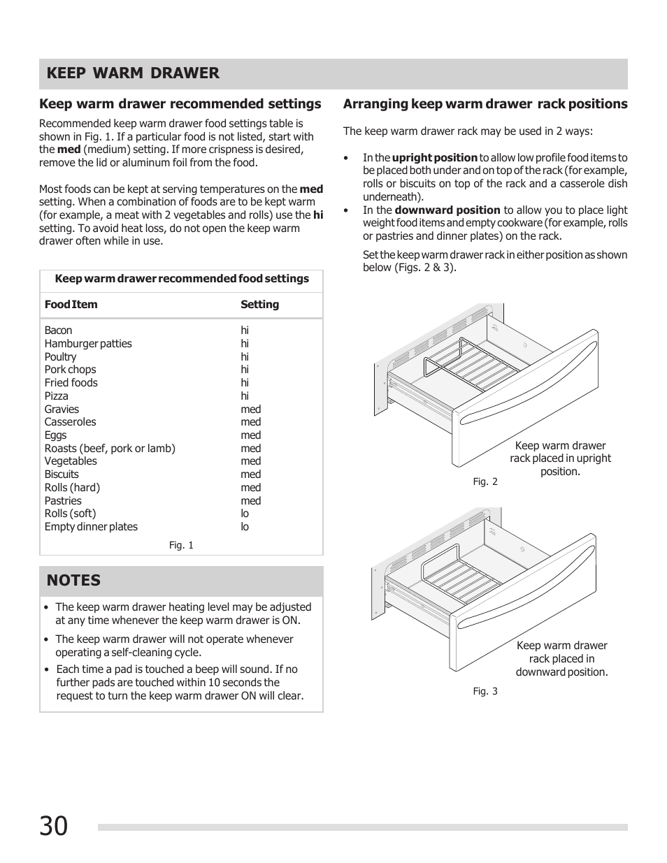 Keep warm drawer | FRIGIDAIRE 316902300 User Manual | Page 30 / 40