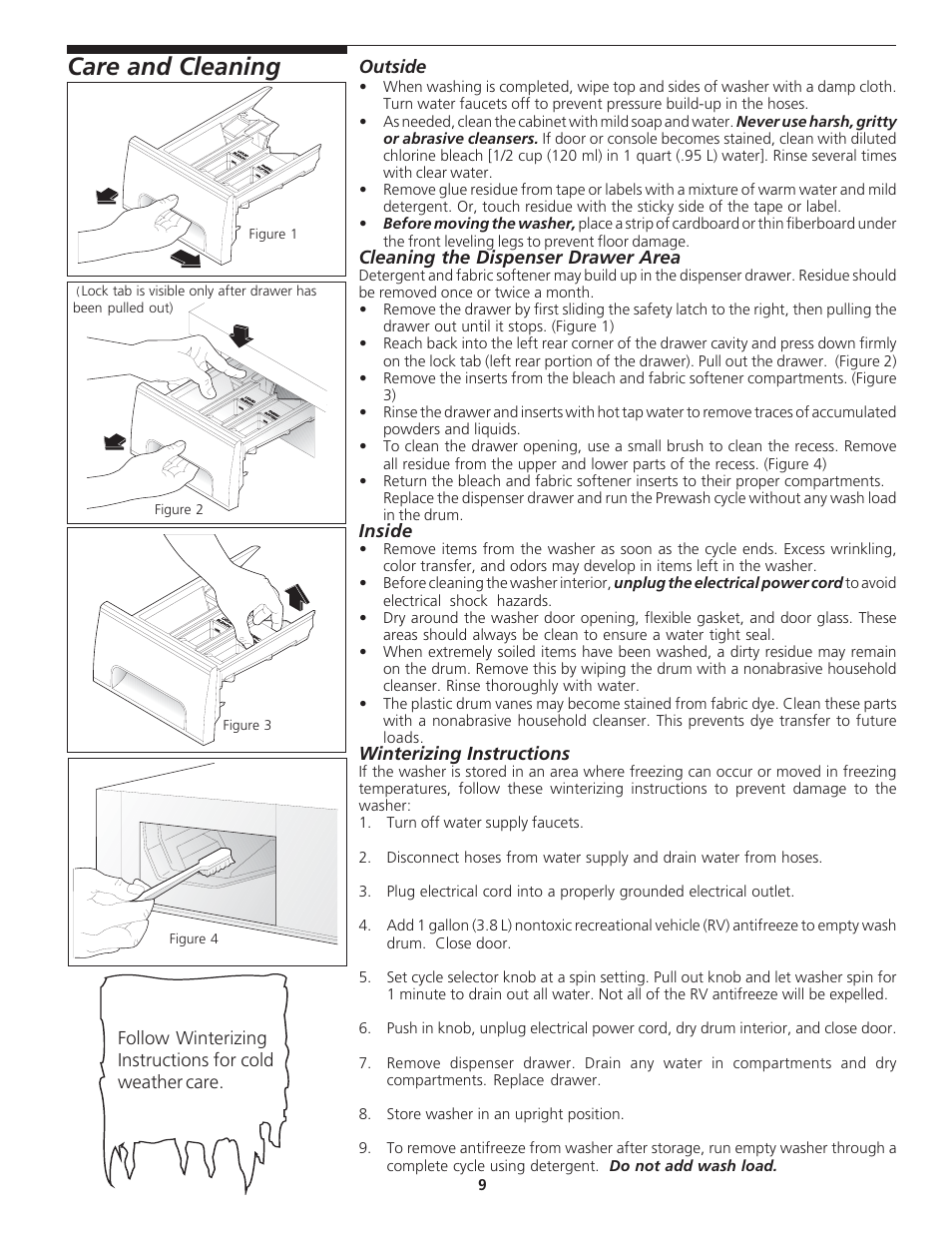 Care and cleaning | FRIGIDAIRE 134778700 User Manual | Page 9 / 11