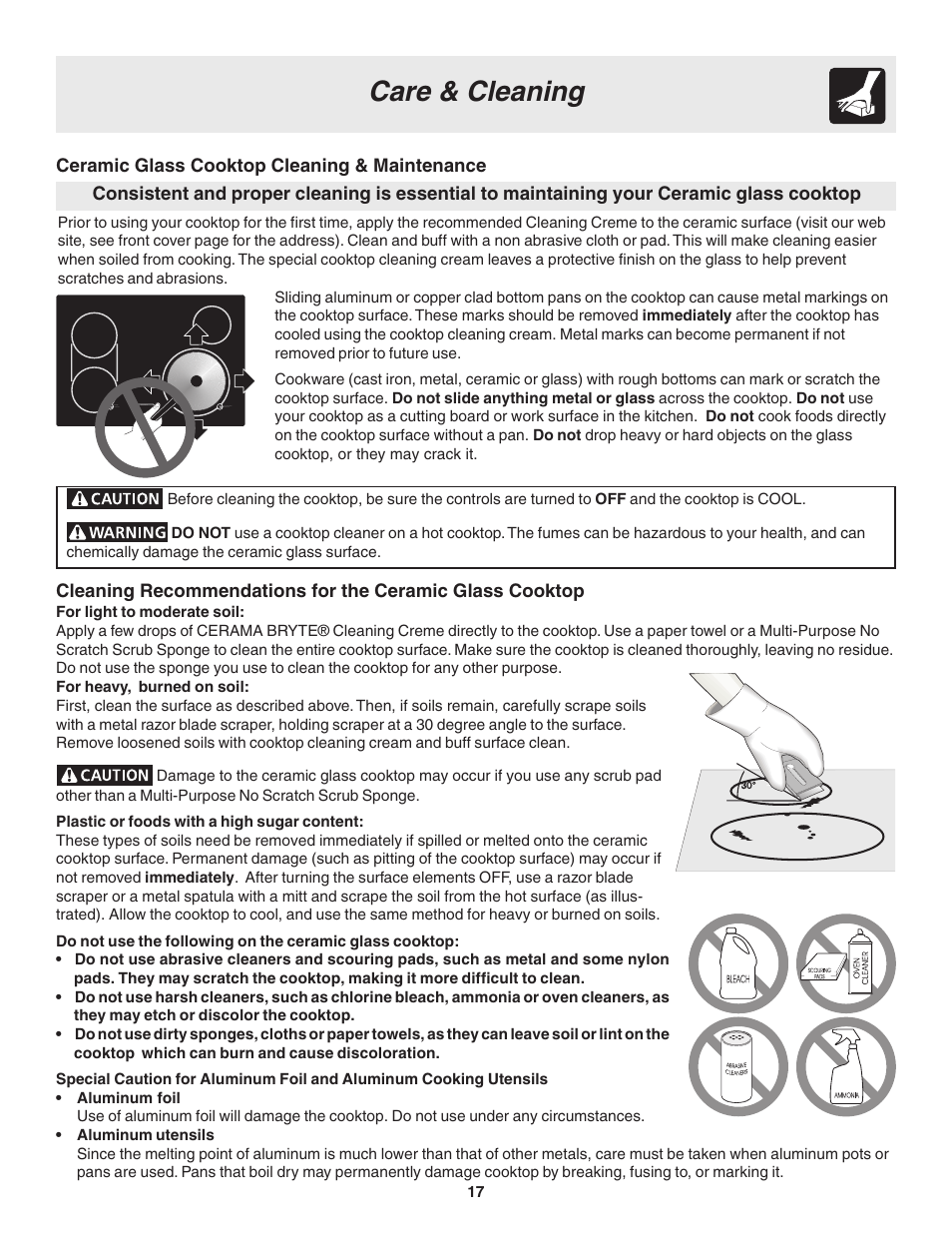 Care & cleaning | FRIGIDAIRE Slide-in User Manual | Page 17 / 24