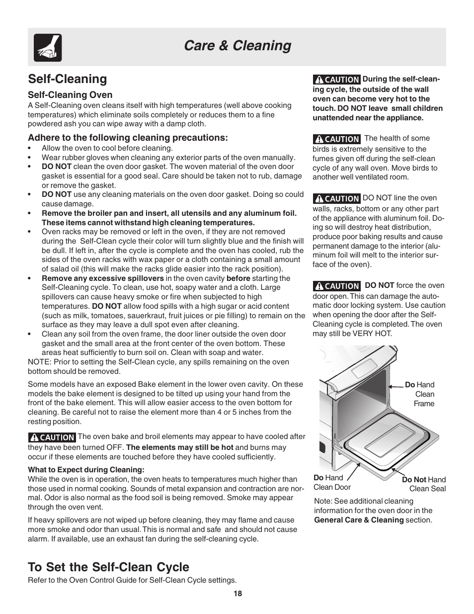 Care & cleaning, Self-cleaning | FRIGIDAIRE Slide-in User Manual | Page 18 / 24