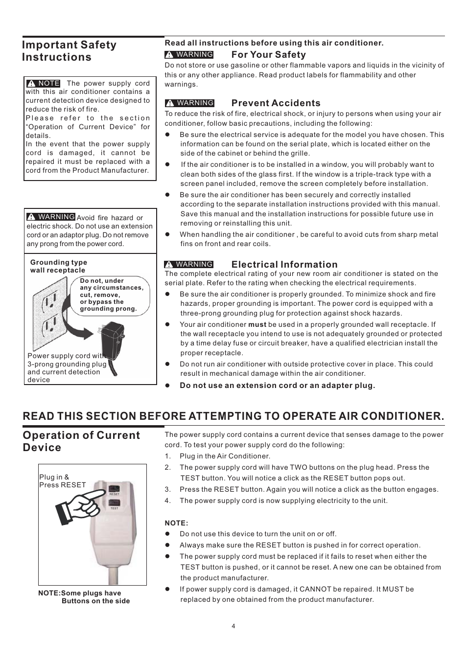 Important safety instructions | FRIGIDAIRE 5-10 User Manual | Page 4 / 11