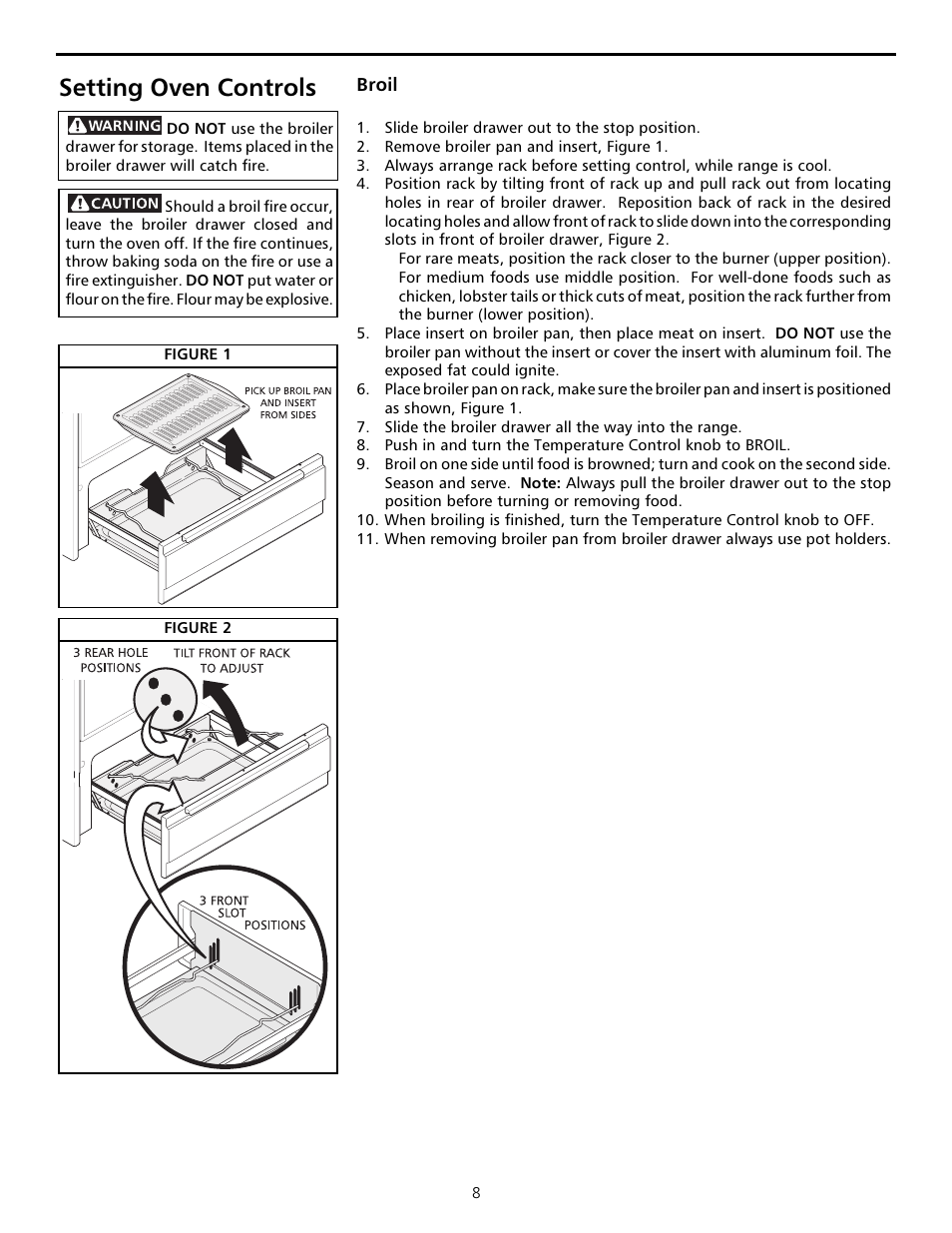Setting oven controls | FRIGIDAIRE Sprigfield Series Gas Range User Manual | Page 8 / 16