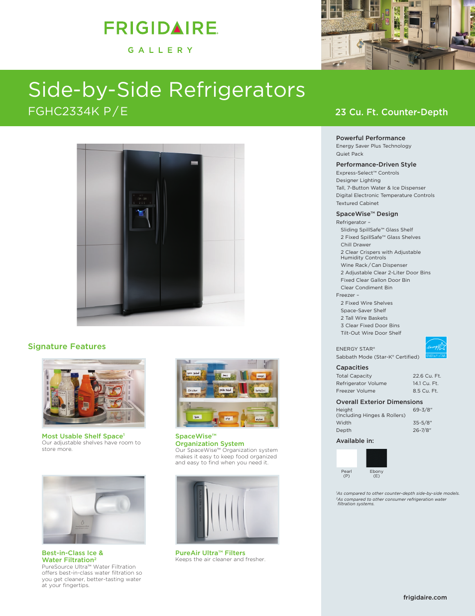 FRIGIDAIRE FGHC2334K P/E User Manual | 2 pages